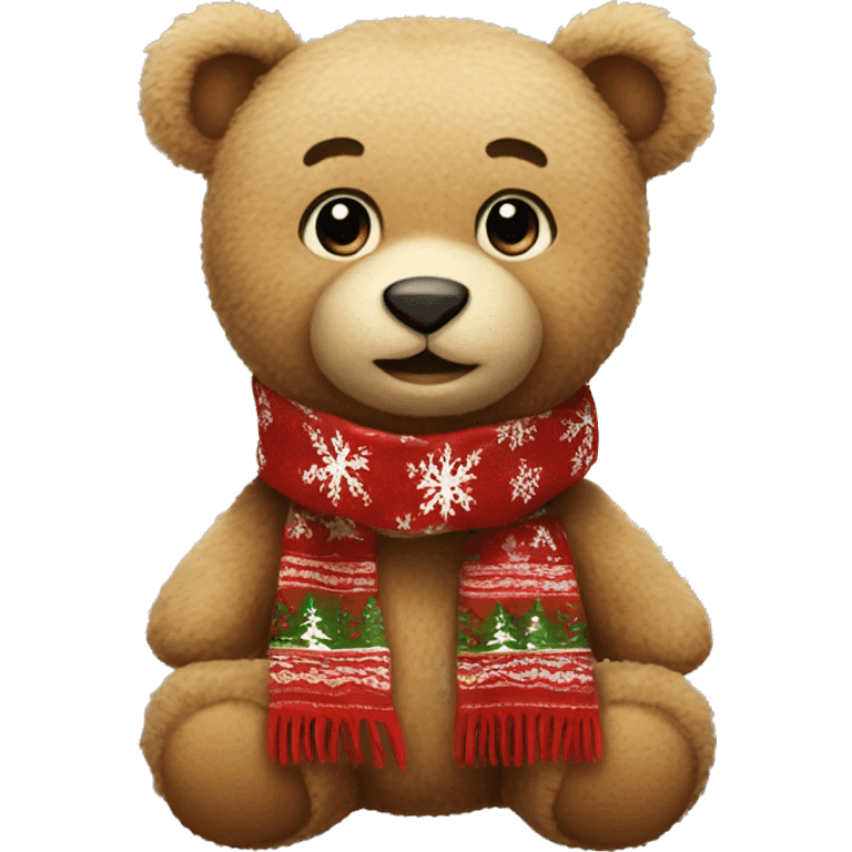 Teddy bear with christmas scarf  emoji