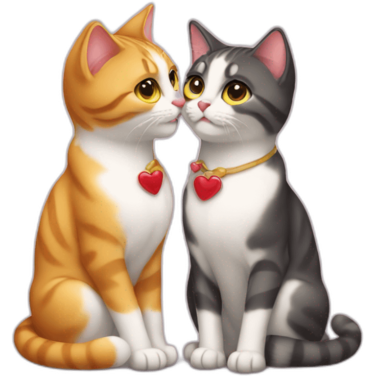 two cats in love emoji