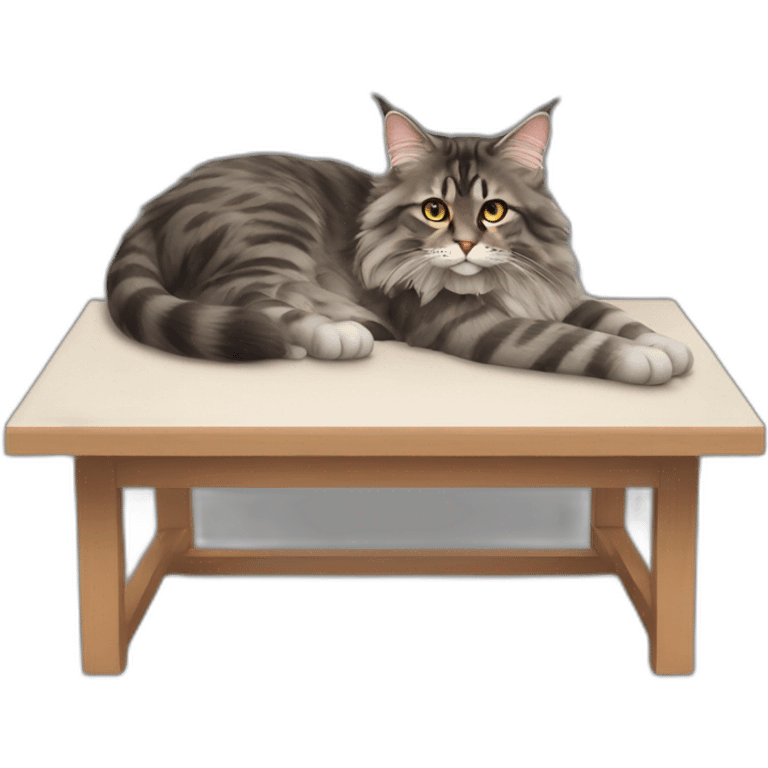 maincoon cat lying on a desk emoji