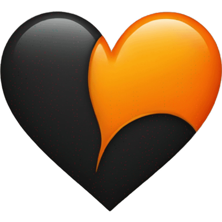 Half black and half orange heart emoji