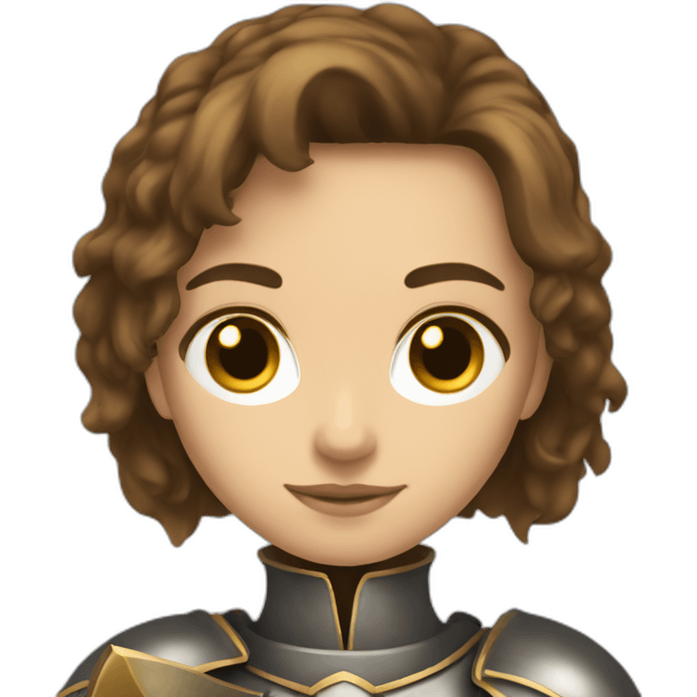 knight long brown hair golden eyes tan skin holding a sword woman emoji