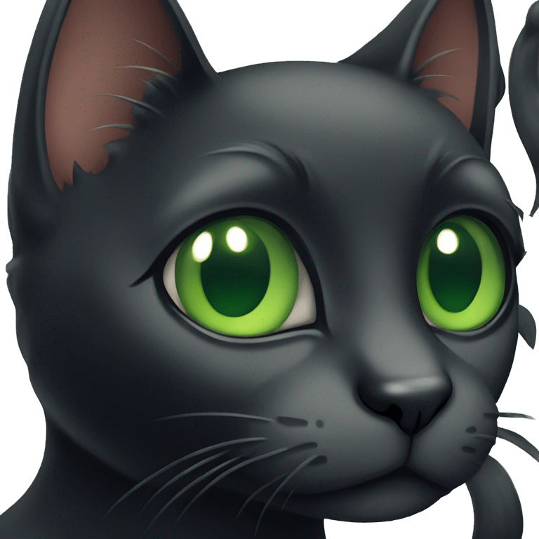 Black Cat with Green eyes emoji