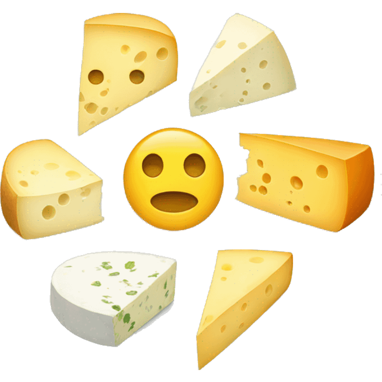 different cheeses with hidden faces on a plate emoji