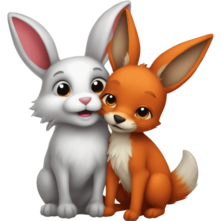 Bunny and fox in love  emoji