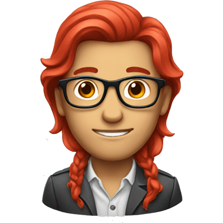 Nerd emoji with red long hair emoji