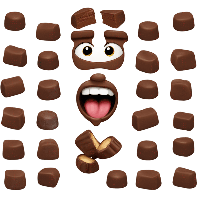 somebody with their tounge out eating chocolate enjoying it  emoji