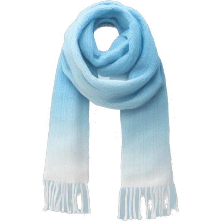 Realistic pastel blue to white ombre  winter scarf isolated. emoji