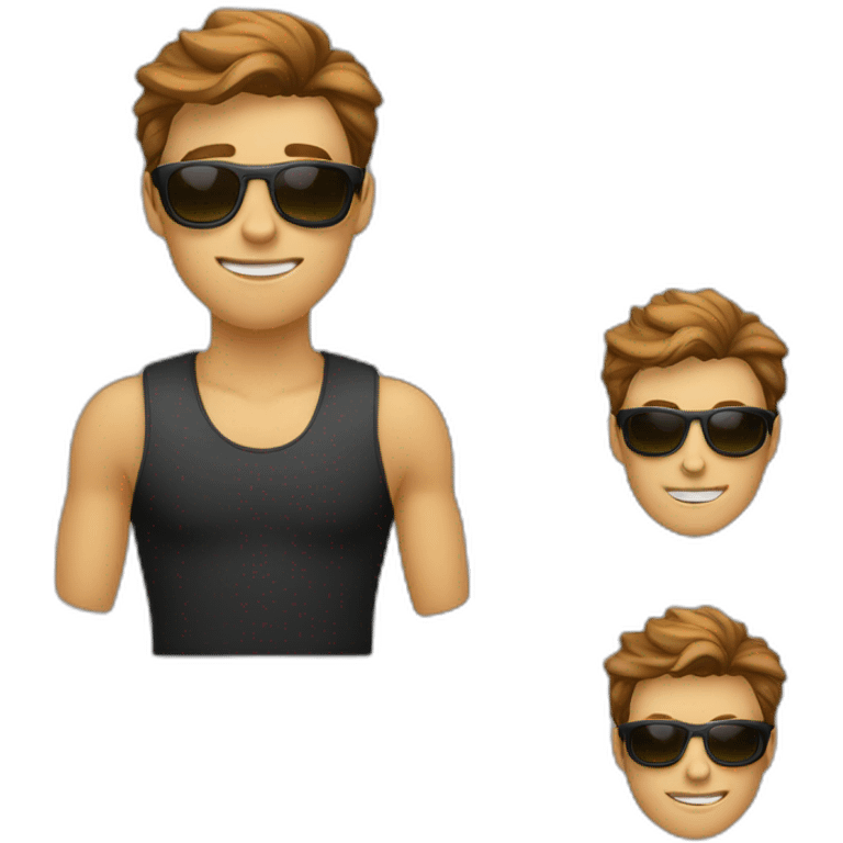 jongen bruin haar en zwarte zonnenbril emoji