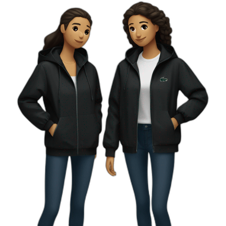 Lacoste latin two friends woman with black windbreaker emoji