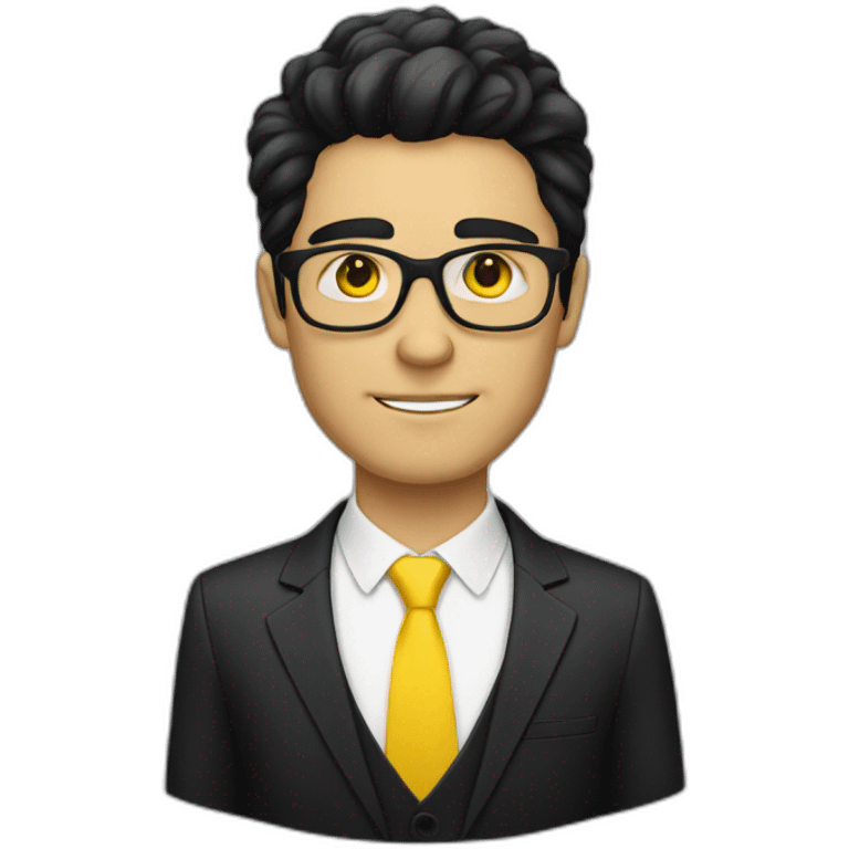 white guy with yellow tinted glasses and black hair wearing a suit  emoji