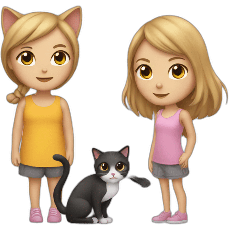 Cat and girl emoji