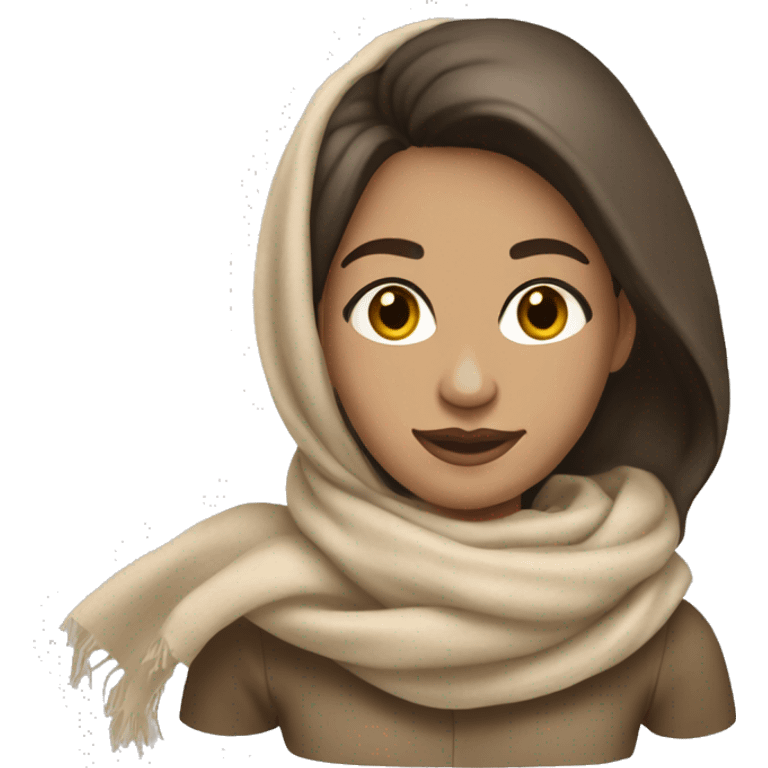 Light-skinned brunette with a flesh-coloured scarf emoji