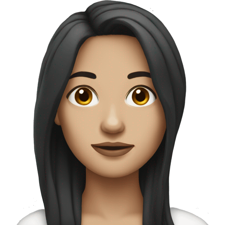 White woman black hair emoji