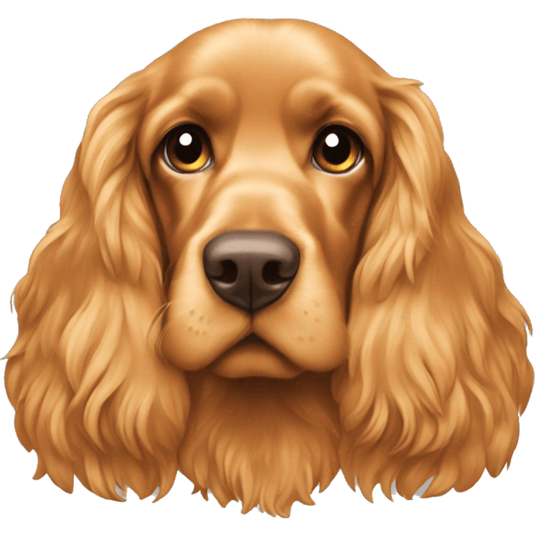 Orange roan cocker spaniel with yellow snood emoji