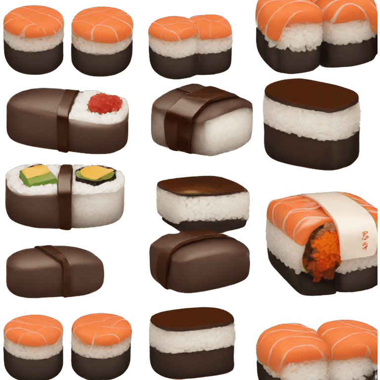 sushi topped with chocolate emoji