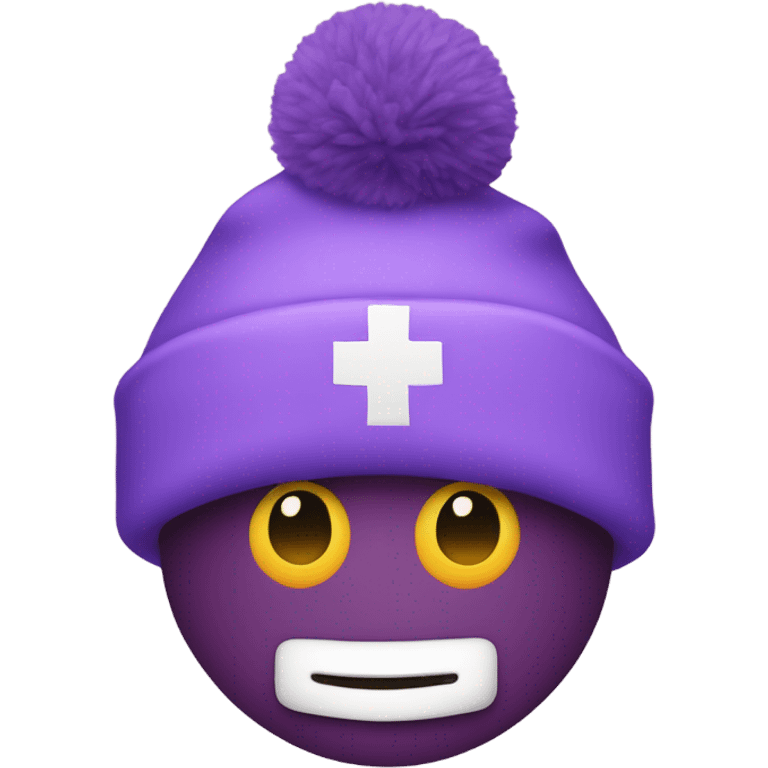 Un corazón violet con gorro navideño emoji