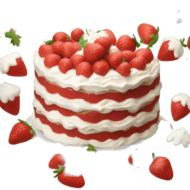 white frosting layered straberry cake emoji