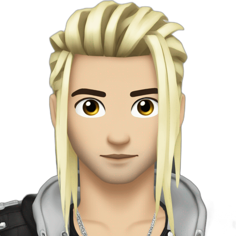 Bill Kaulitz black hair down with blonde highlights emo emoji