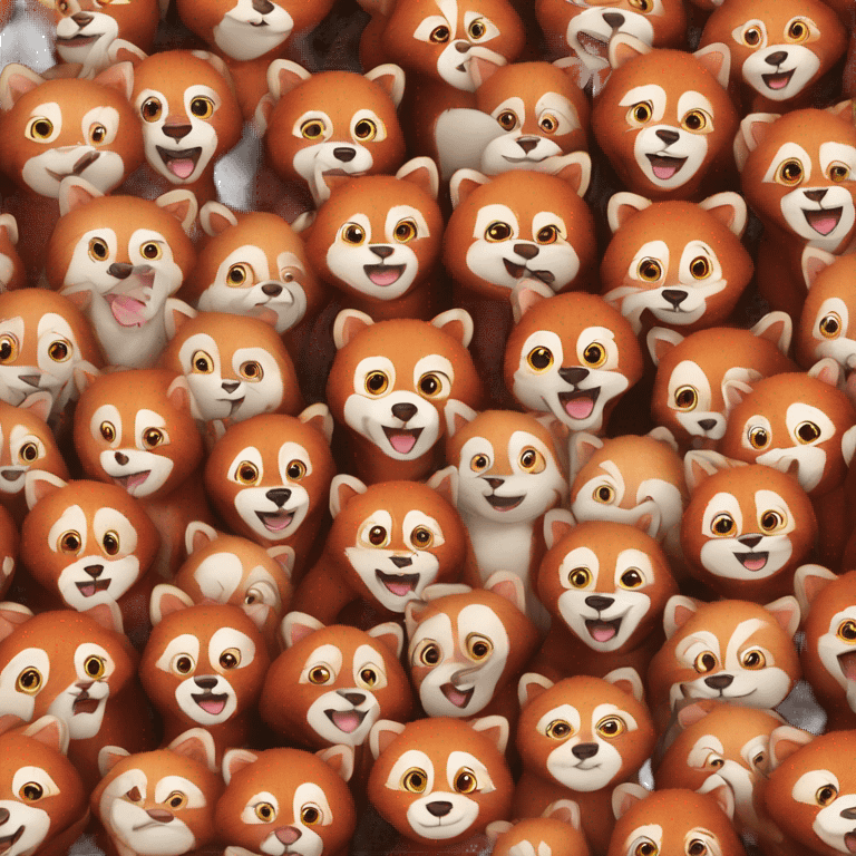 red panda being surrounded by people emoji