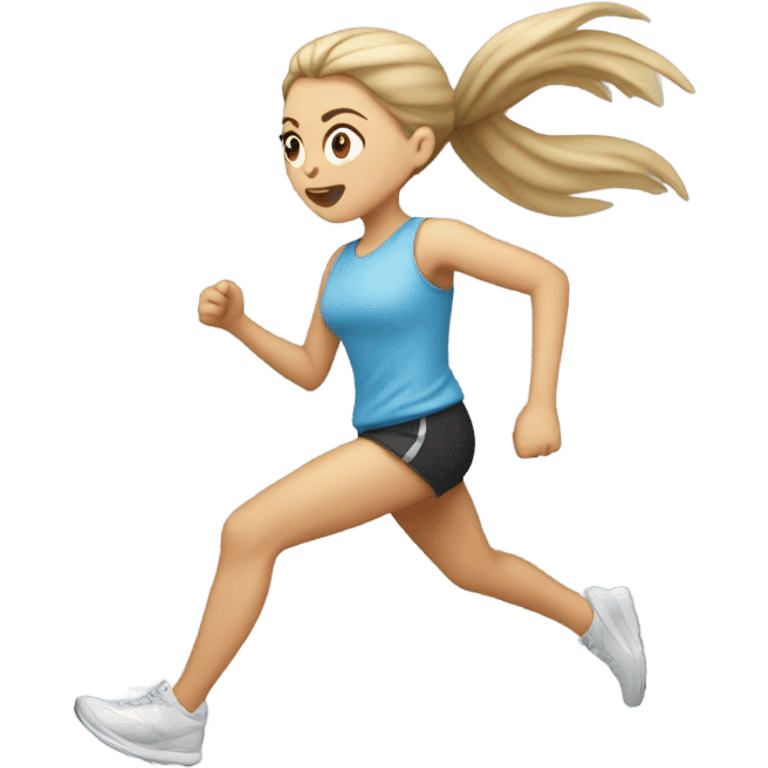 White Girl with ponytail running from owl emoji