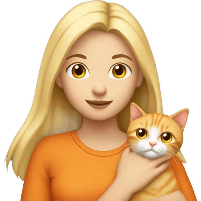 Blond girl holding an orange cat  emoji