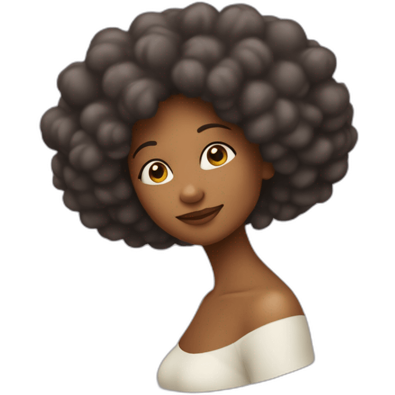 mujer mulata con pelo afro haciendo el simbolo de paz emoji