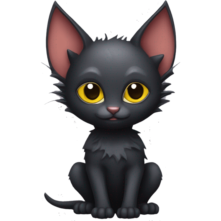 Black-Vampire-Batty-Lykoi-Cat-Fakémon-Cat With Bat-wings for ears emoji