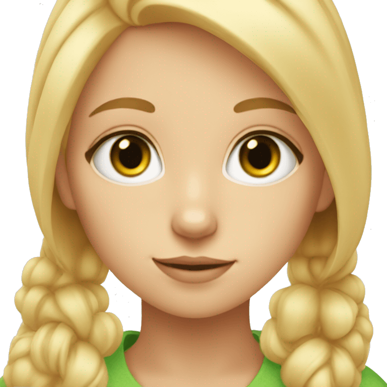 Blonde hair Girl with green eyes and orange cat emoji