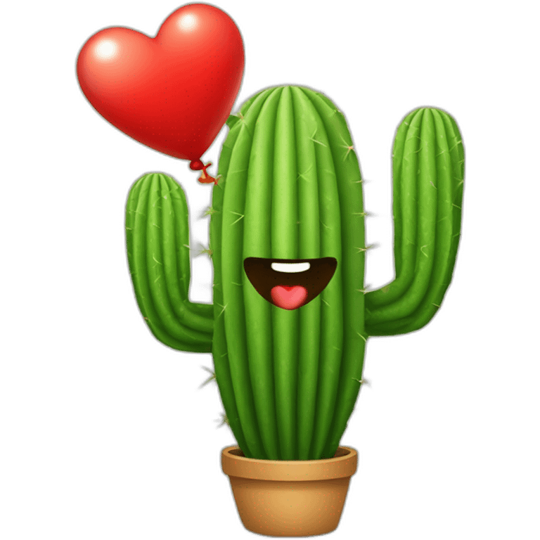 Cactus con globo rojo emoji