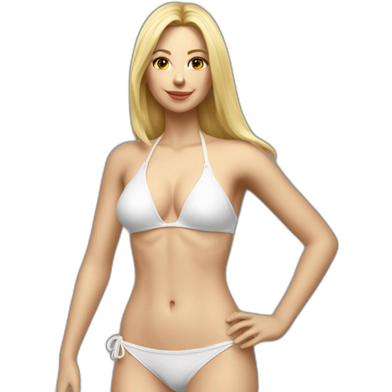 hyperrealist caucasian long blonde woman with white bikini full body emoji