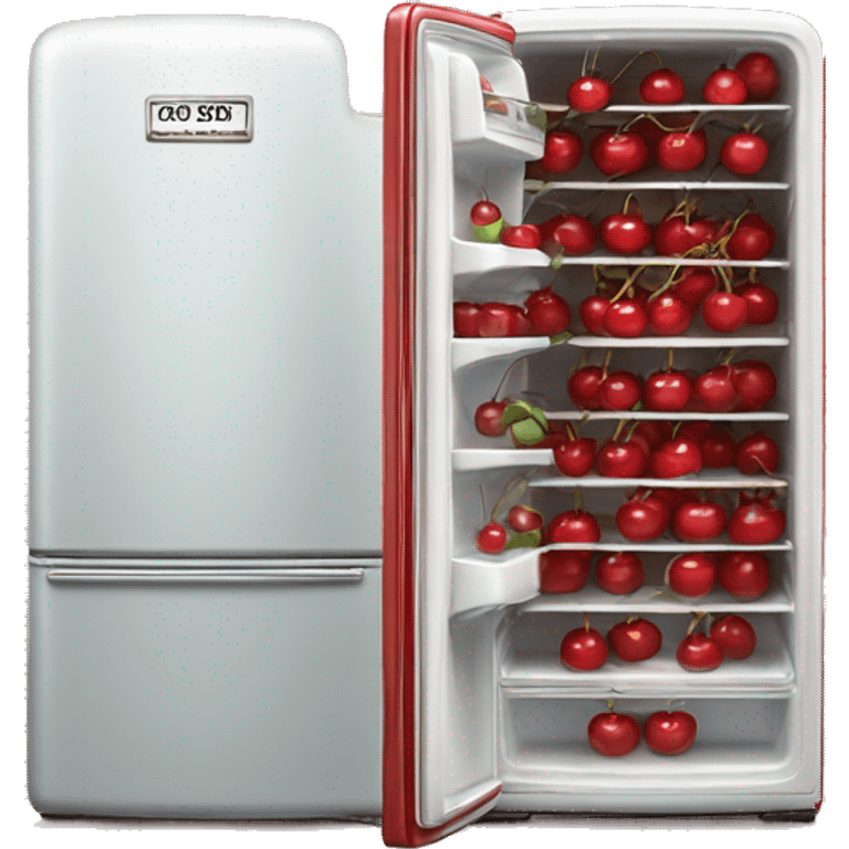 Realistic cherry red vintage fridge  emoji