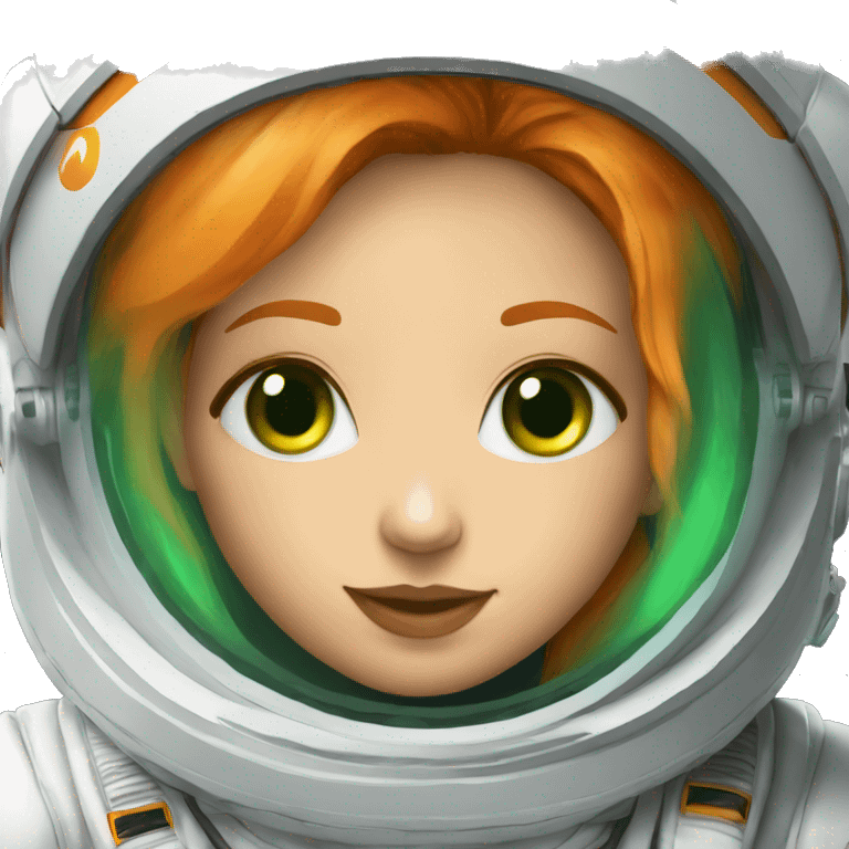 a orange haired green eyed girl in the white extravehicular spacesuit emoji