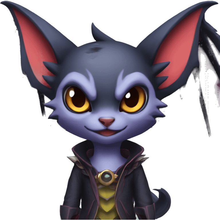  Kawaii Edgy Cool Vampiric Beautiful Noivern-Nargacuga-Litten with big Bat Ears full body emoji