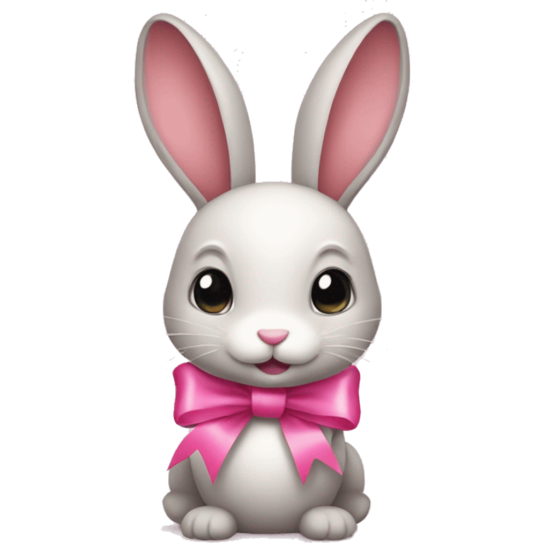 bunny wearing a pink ribbon emoji