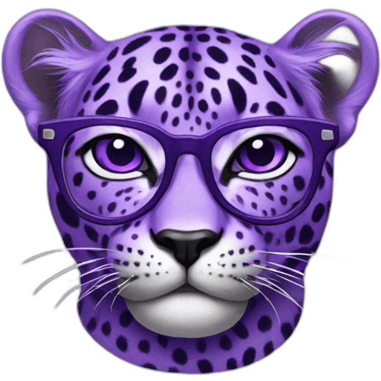 Purple leopard with glasses emoji