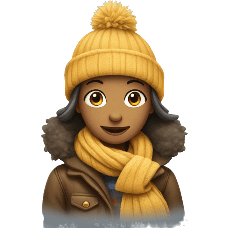 Cosy girl wearing hat and scarf  emoji