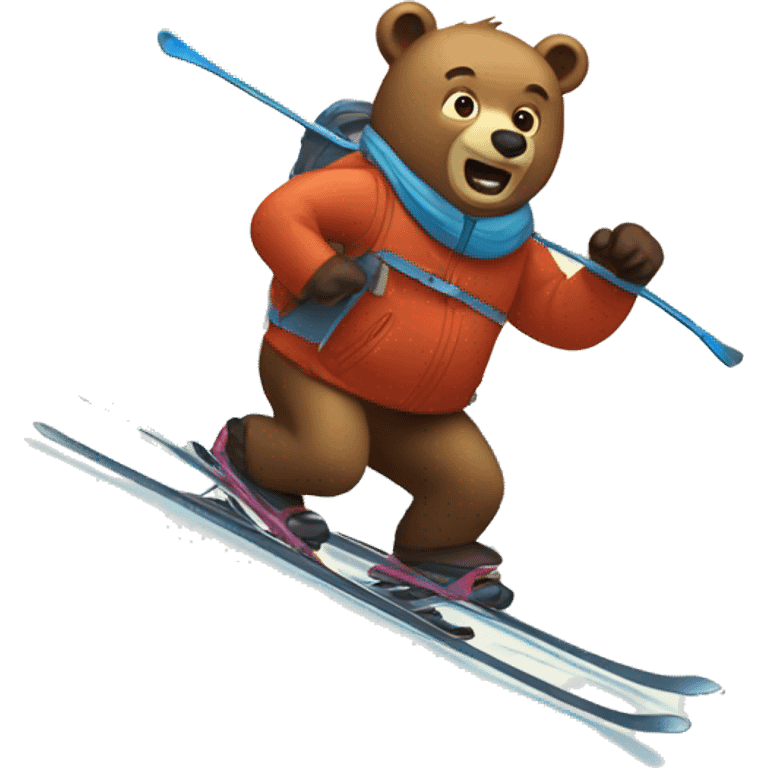 a bear skiing in the mountain emoji