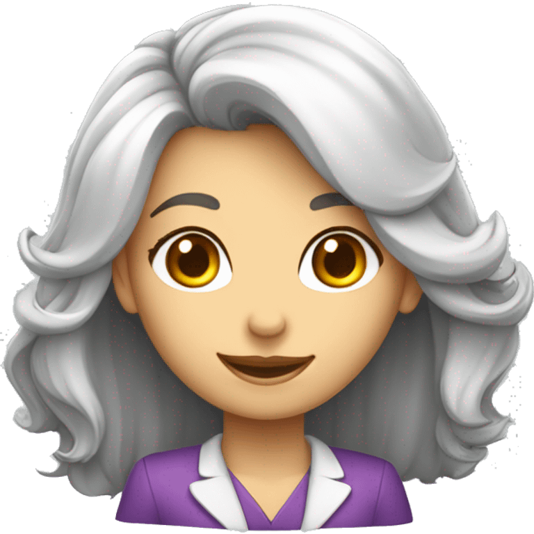 Mulher, branca, magra, cabelo liso médio, dentes bonitos, professora, cientista emoji