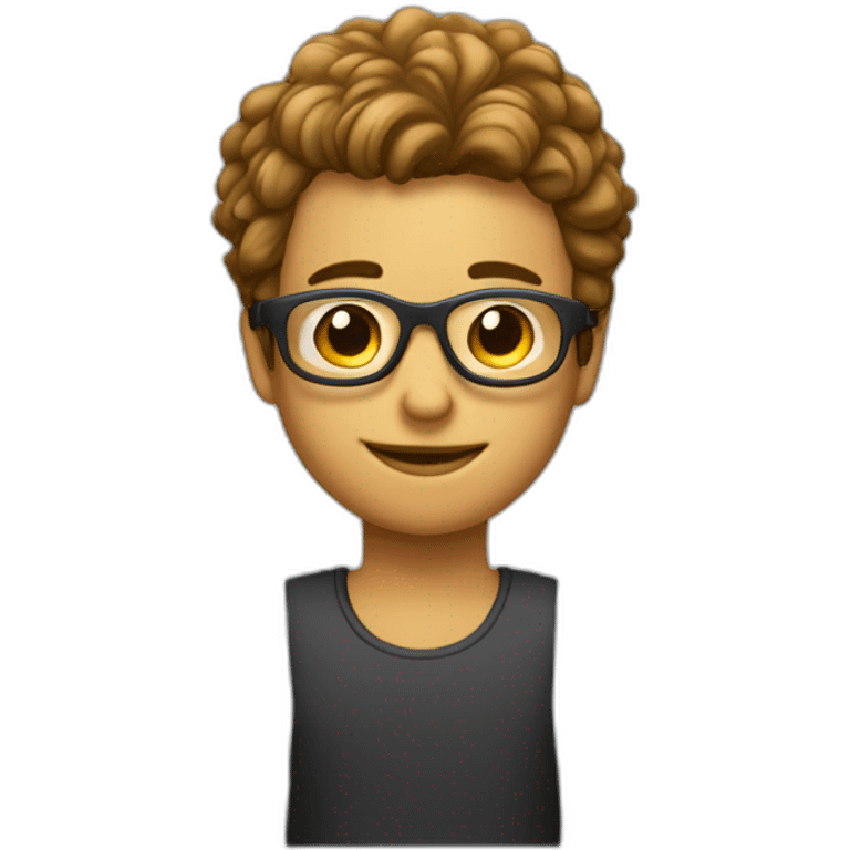 Garçon avec les cheveux à moitié long et des lunettes emoji