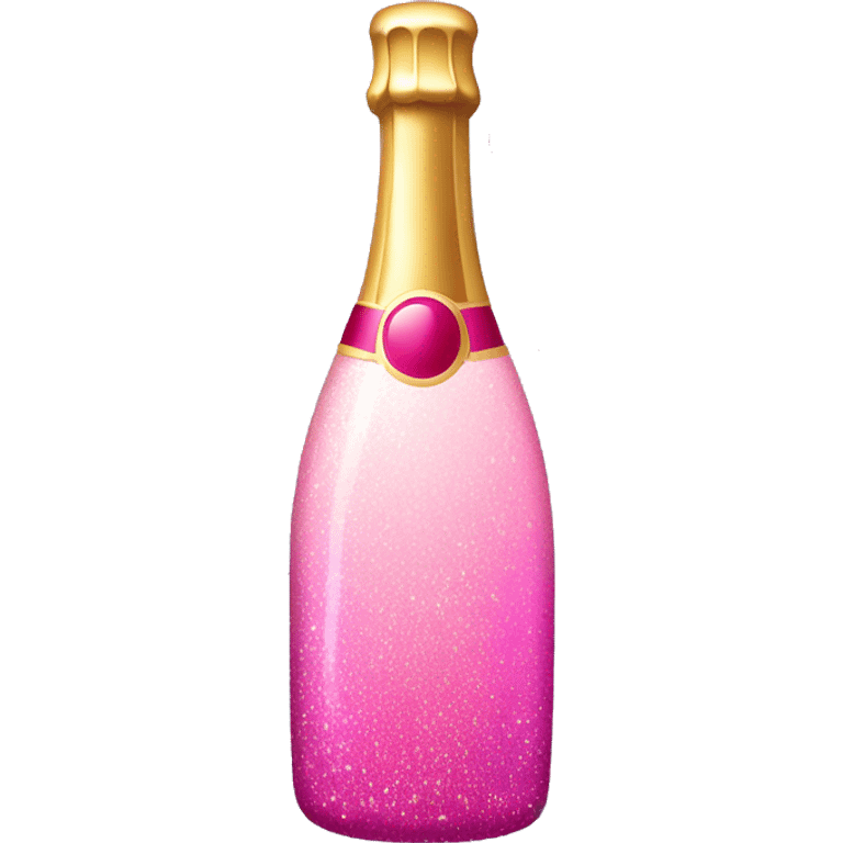 Pink ombré champagne bottle with bubbles and glitter  emoji