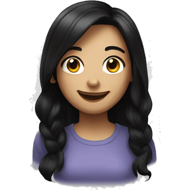 smiling girl with black hair emoji