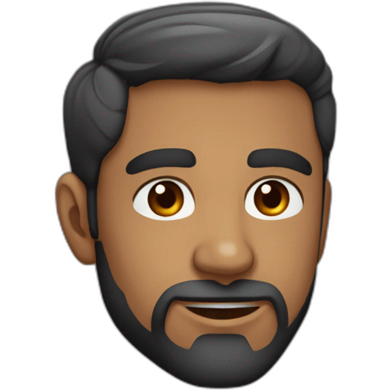  barba y pelo negro con canas , moreno claro, nariz mediana , ojos grandes emoji