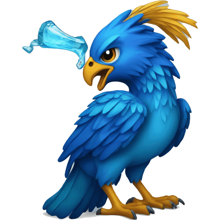 blue phoenix eating glass emoji