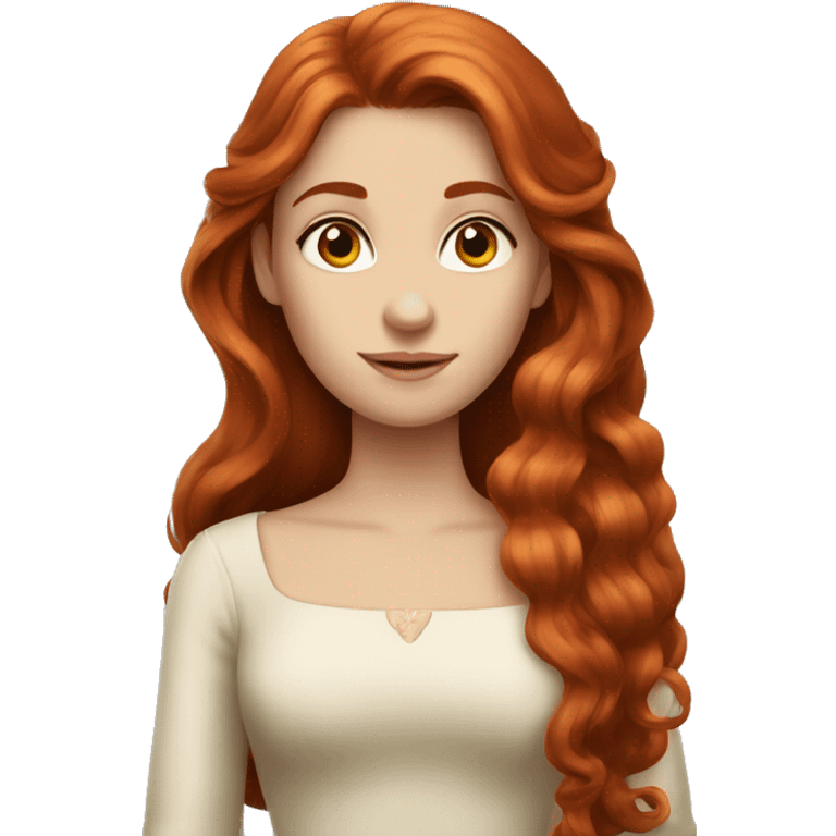 redhead princes with long hair, dark brown eyes emoji