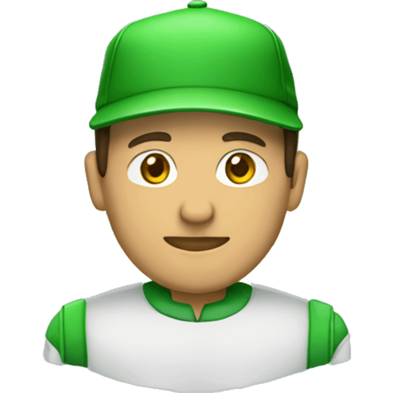 crear un profesor con gorra verde y camisa verde cuello mao emoji