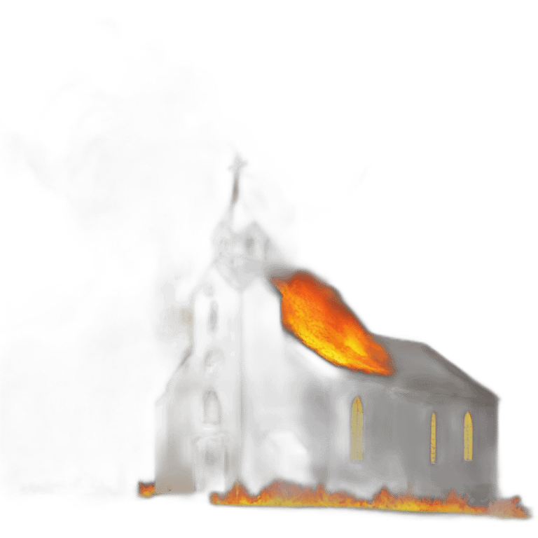 church and fire around emoji