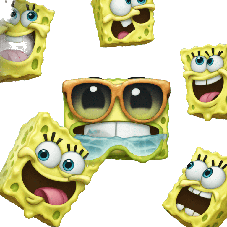 spongebob like an emoji very sharp, apple iOS style,  emoji