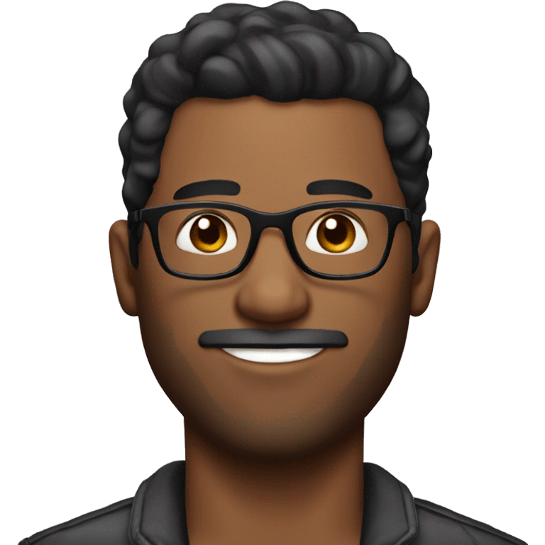 man with black taper fade hair, whith out BEARD, glasses emoji