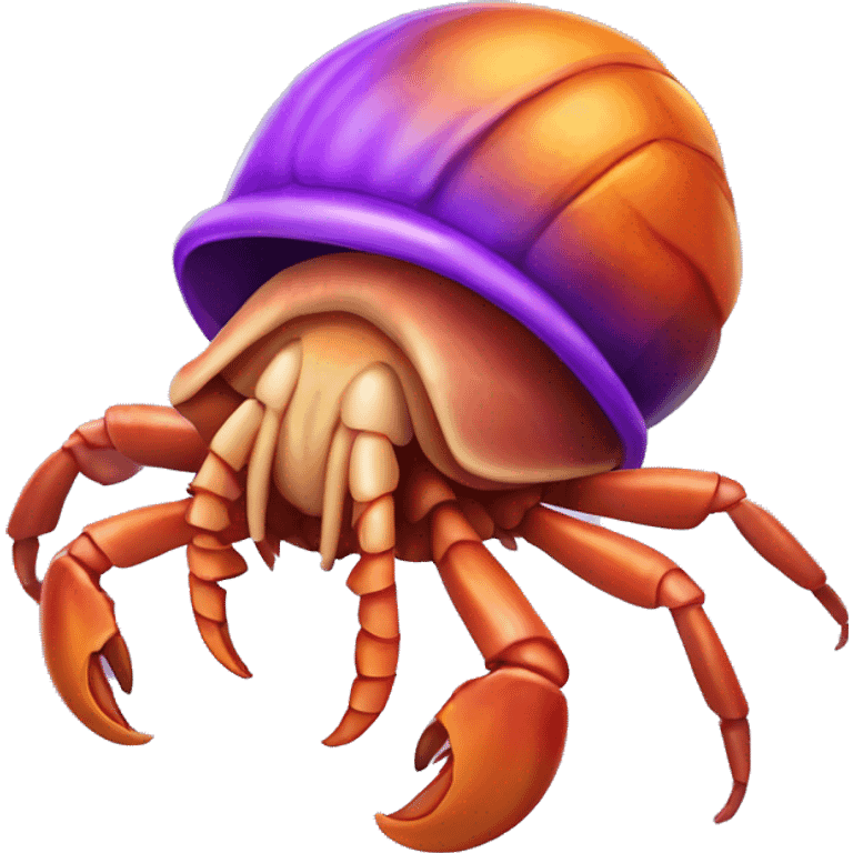 Purple orange smiling hermit crab cartoon  emoji