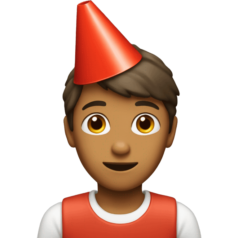 Boy with a red cone on his head emoji